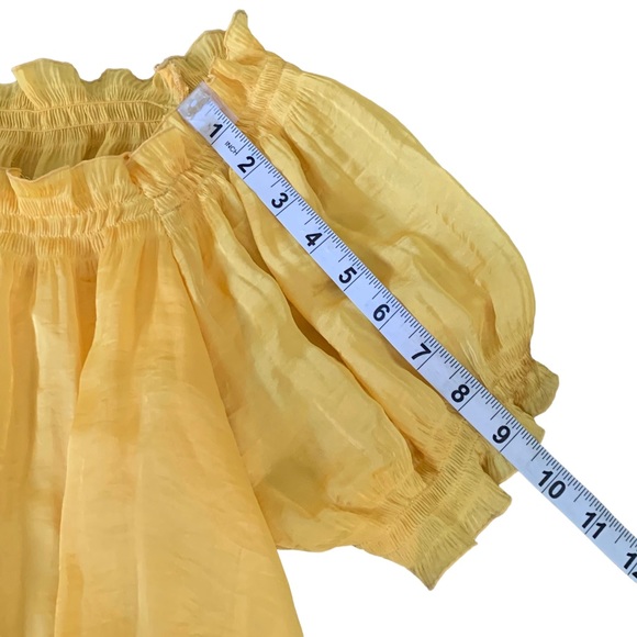 Diane von Furstenberg DVF Marcus Buttercup Shirred Blouson Blouse Yellow Size 6 - Picture 5 of 9